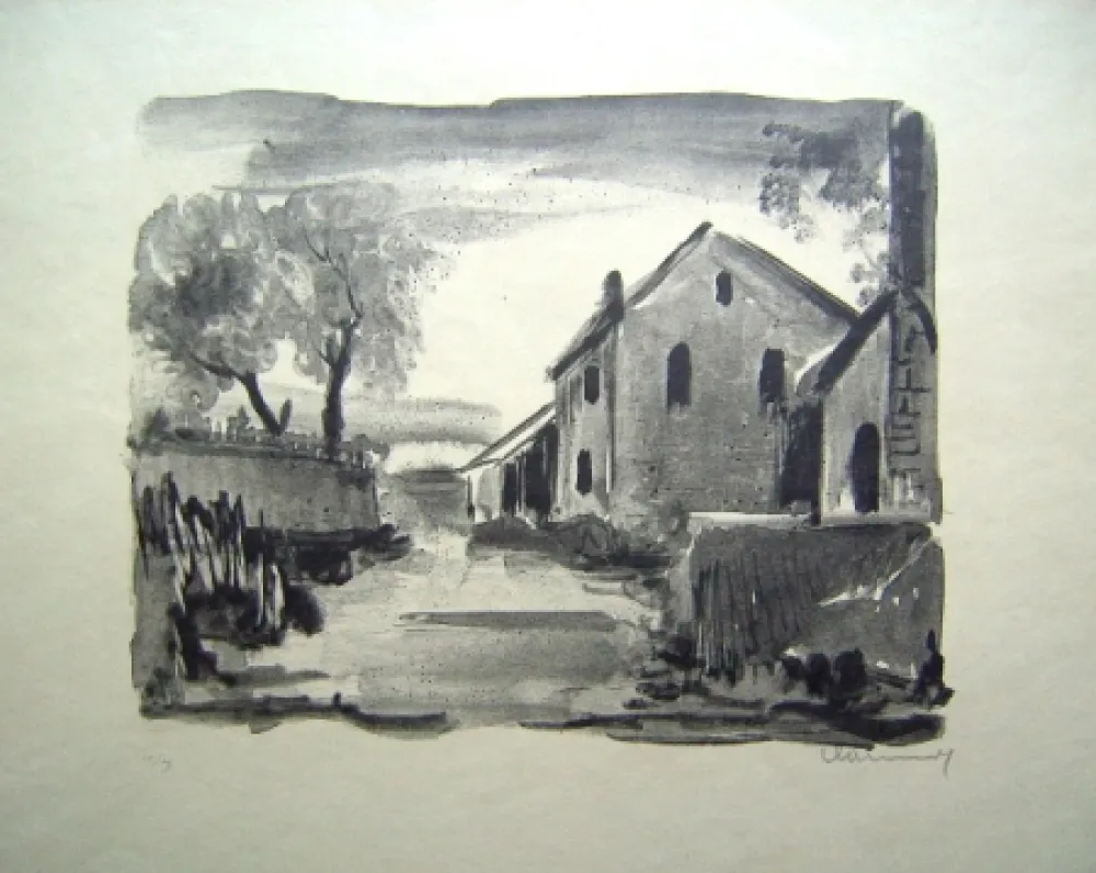 リトグラフ Vlaminck - Nelle-la-Vallee. Maisons rustiques