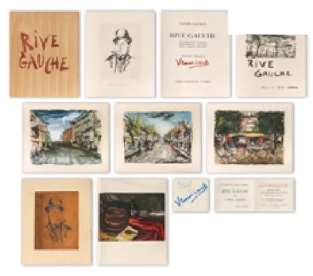 挿絵入り本 Vlaminck - RIVE GAUCHE. Quartier latin - Plaisance - Montparnasse - Les Quais - Saint-Germain-des-Prés. Exemplaire sur Japon nacré avec suites, le cuivre du portrait et une aquarelle originale.
