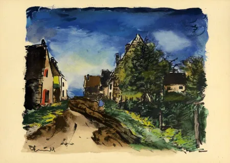 ステンシル Vlaminck - Vlaminck Paysage d'Île-de-France (1953) de l'album : Douze Contemporains par J. Lassaigne (1959)