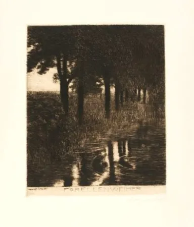 エッチング Von Stuck - Forellenweiher