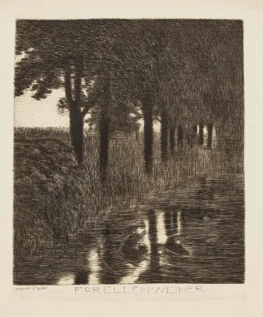 エッチング Von Stuck - Forellenweiher