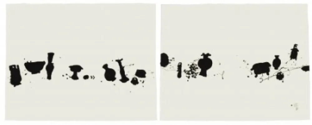 エッチングと　アクチアント Wang - Diptych with 2 etchings The Families 1