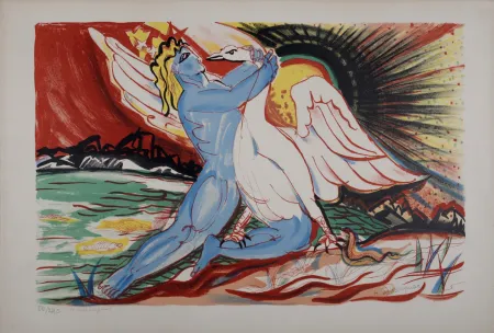 リトグラフ Waroquier - Léda et le Cygne, circa 1950