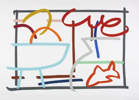 シルクスクリーン Wesselmann - Fast sketch Still life with fruit & goldfish