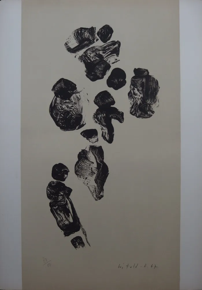 リトグラフ Witold-K - Personnages sur la route