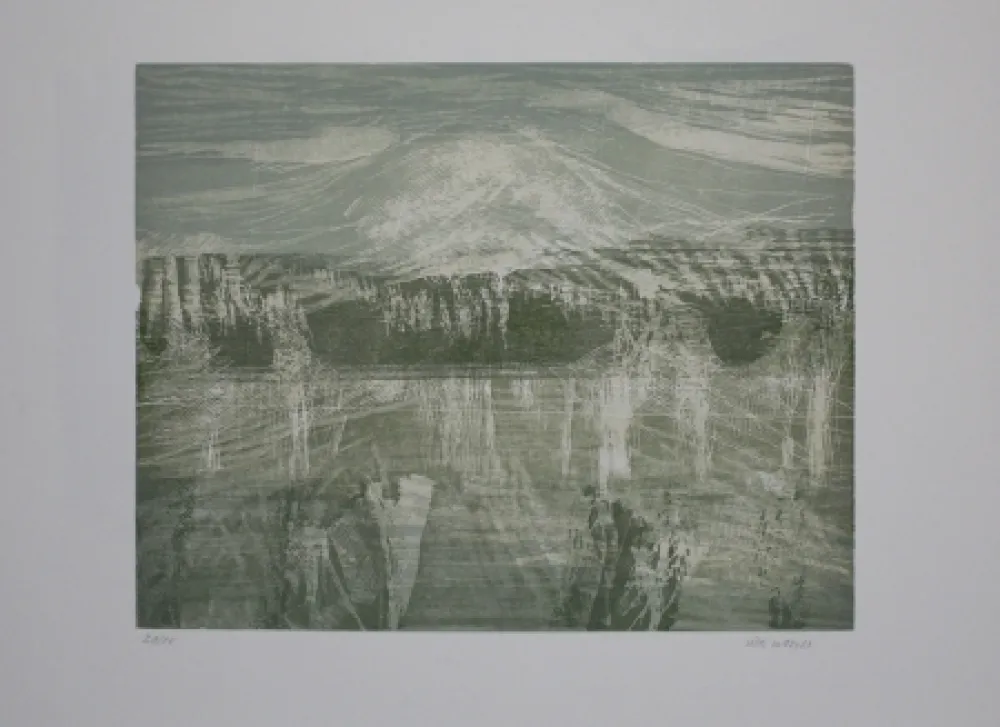 木版 Wolf - Landschaft