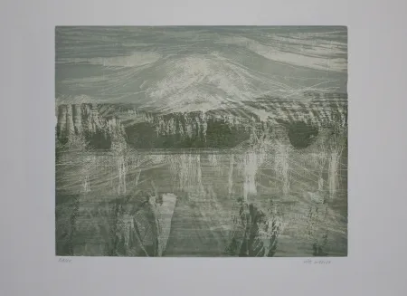 木版 Wolf - Landschaft