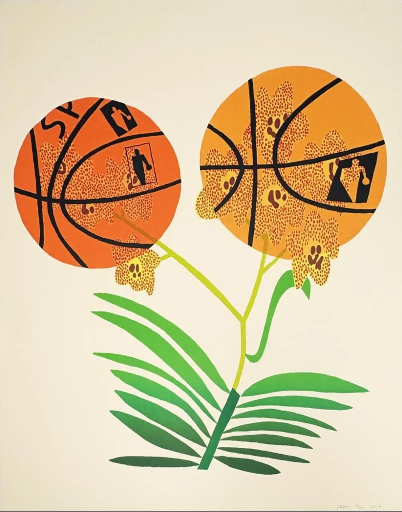 リトグラフ Wood - Double Basketball Orchid (State I)