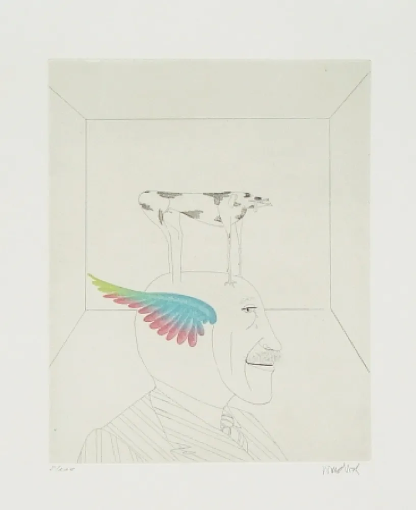 エッチングと　アクチアント Wunderlich - Autoportrait au chien