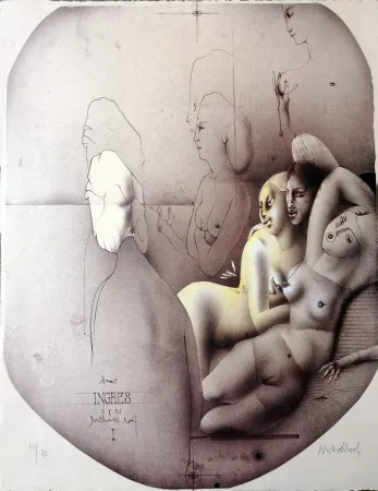 リトグラフ Wunderlich - Omaggio a Ingres