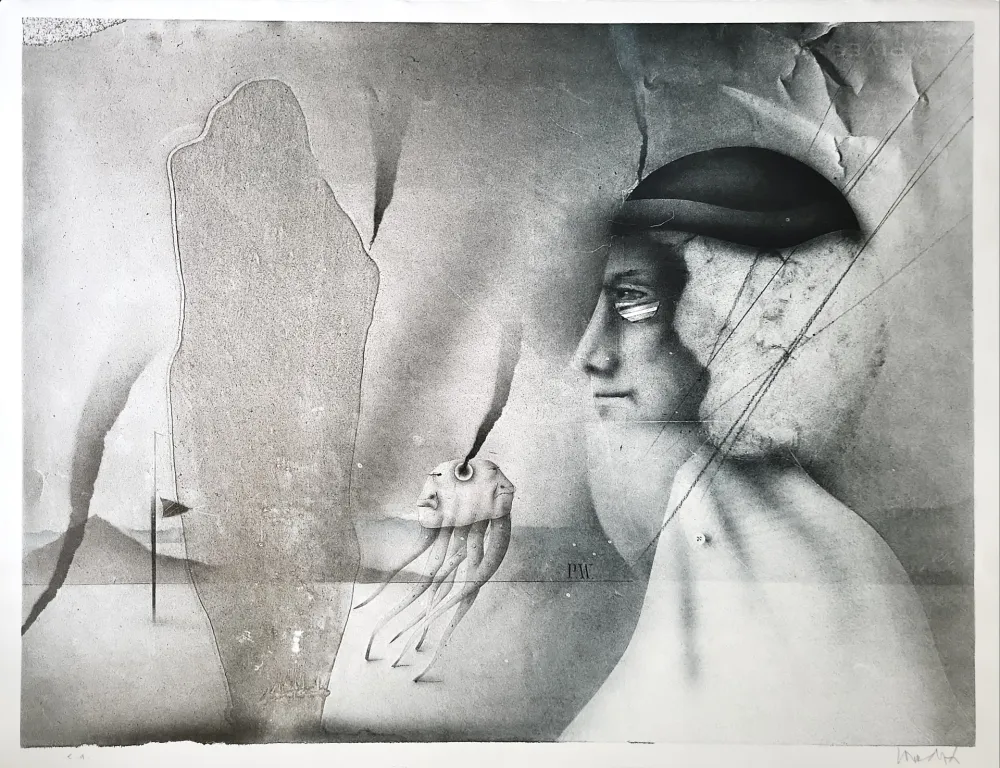 リトグラフ Wunderlich - Polyp mit Dame