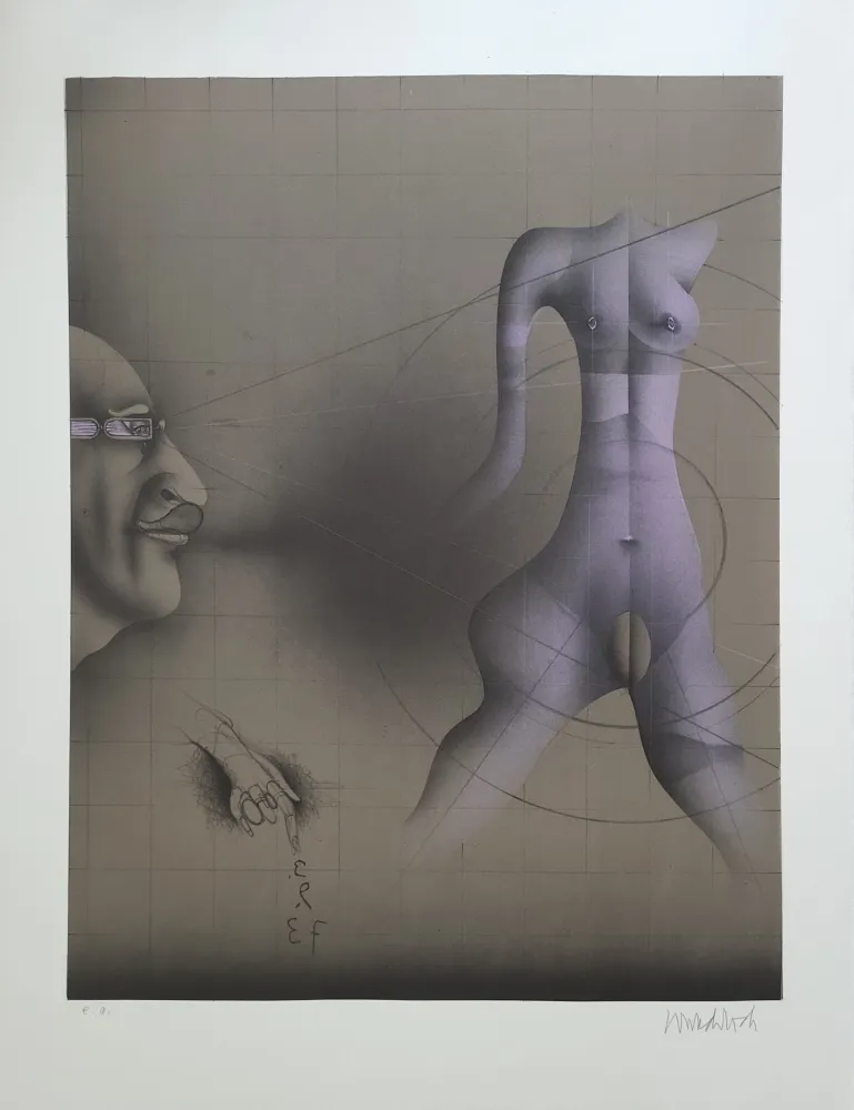 リトグラフ Wunderlich - Selbst in Betrachtung eines Torso