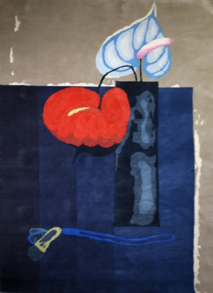 多数の Wunderlich - Vase mit zwei Anturien (TAPESTRY / TEPPICH)