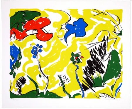 リトグラフ Wyckaert - Coup de vent dans le jardin