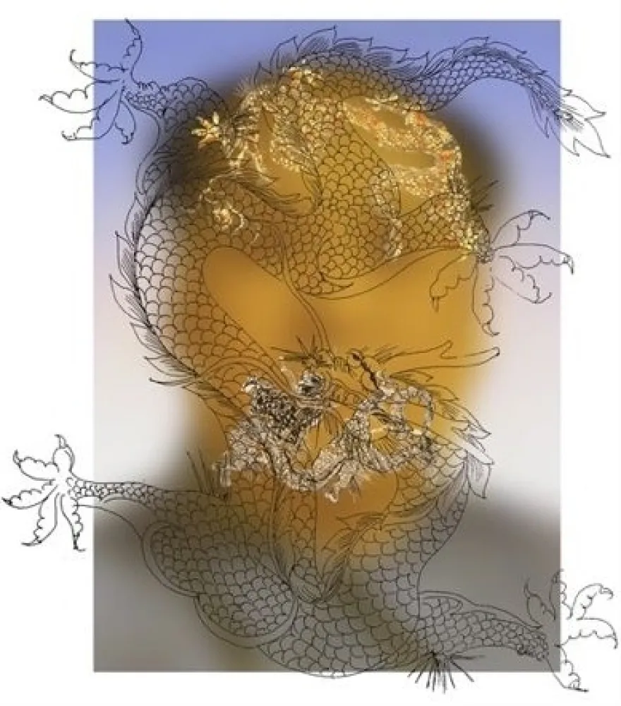 シルクスクリーン Yan - Mao with Dragons