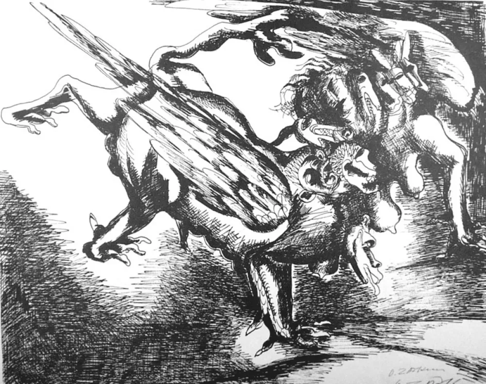 リトグラフ Zadkine - Combat avec l'hydre de Lerne