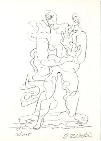 リトグラフ Zadkine - Jean Cassou: vingt-deux poèms