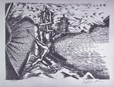 リトグラフ Zadkine - Les Colonnes d'Hercule