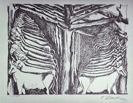 リトグラフ Zadkine - Les écuries d'Augias