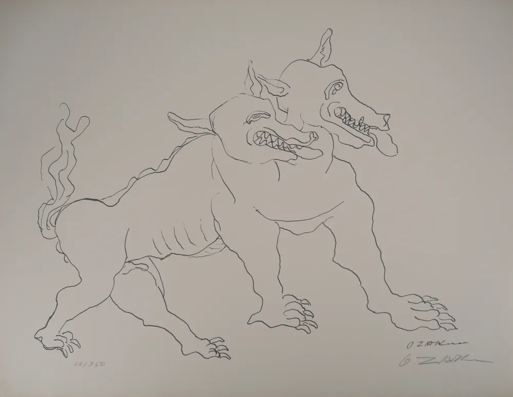 リトグラフ Zadkine -  Mythologie Hercule et le Cerbère