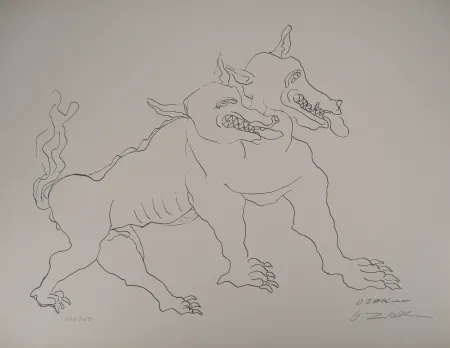 リトグラフ Zadkine -  Mythologie Hercule et le Cerbère