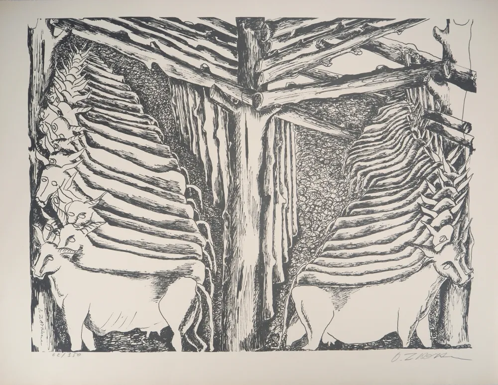 リトグラフ Zadkine - Mythologie : Hercule et les écuries d'Augias