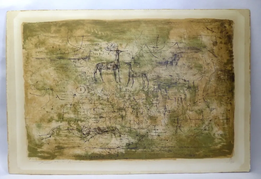 リトグラフ Zao - Les cerfs