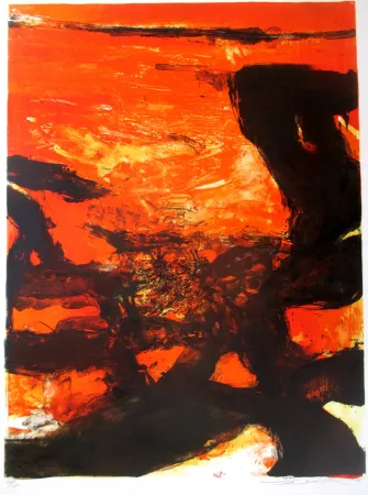 リトグラフ Zao - Red composition