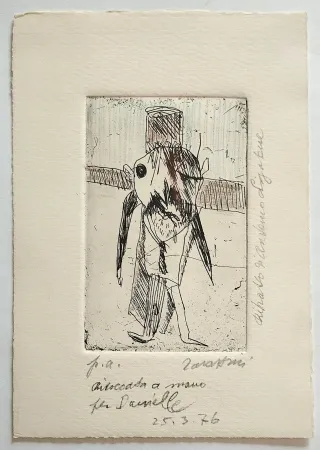 エッチング Zavattini - Ritratto di Antonio Ligabue