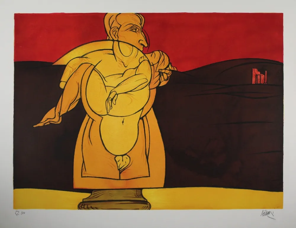 リトグラフ Adami - Paysage de ruines