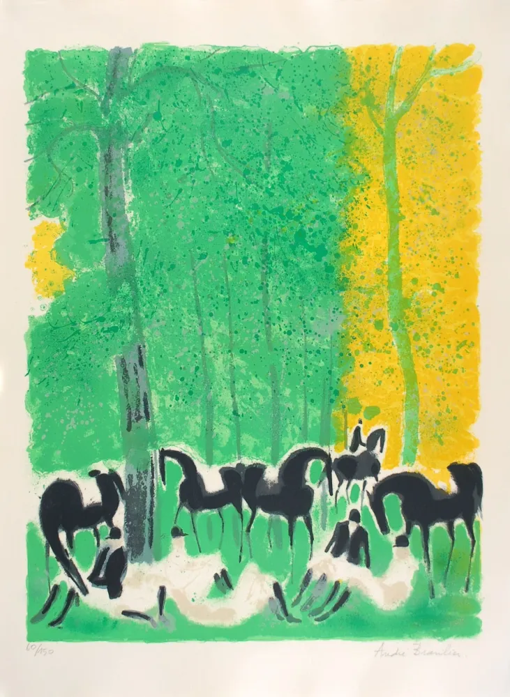 リトグラフ Brasilier - Le Repos des Cavaliers - The Horsemen's Rest