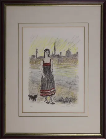 リトグラフ Cascella - Firenze Ponte San Nicolò