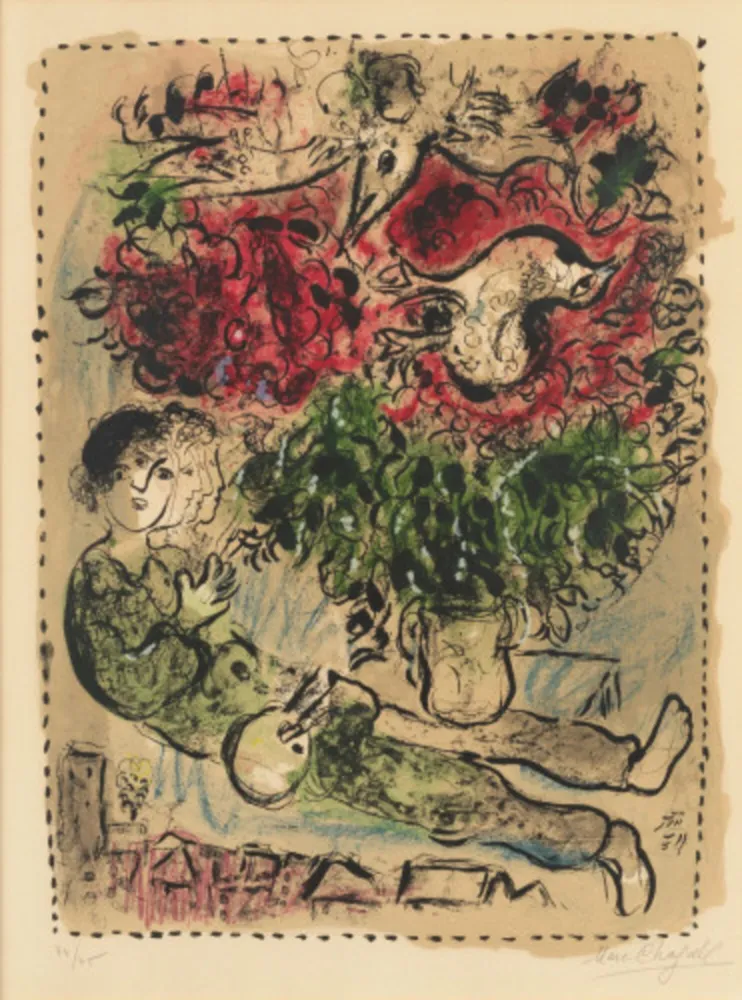 リトグラフ Chagall - Le Bouquet du Peintre (Mourlot 483)