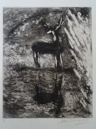 エッチング Chagall - Le Cerf se voyant dans l'Eau