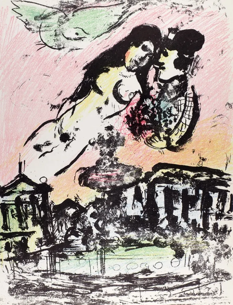 リトグラフ Chagall - Le ciel amoureux