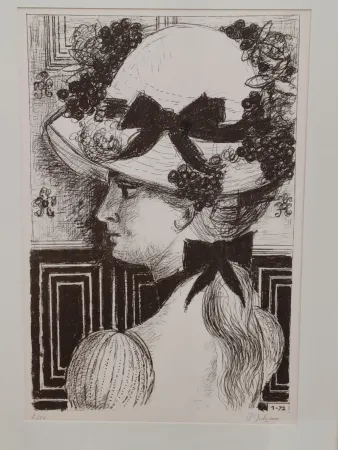 リトグラフ Delvaux - Le Chapeau 1900