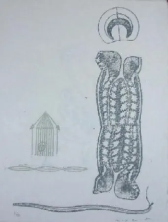 リノリウム彫版 Ernst - Lewis Caroll's Wunderhorn