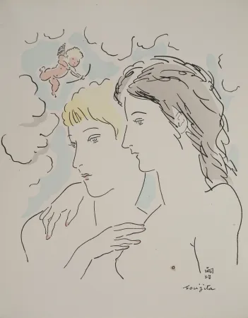彫版 Foujita - Les amantes