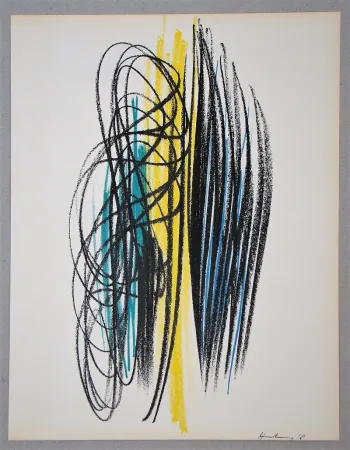 リトグラフ Hartung - Composition pour XXe Siècle