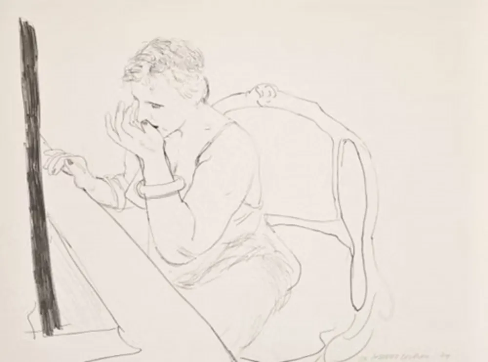 リトグラフ Hockney - Celia Adjusting Her Eyelash