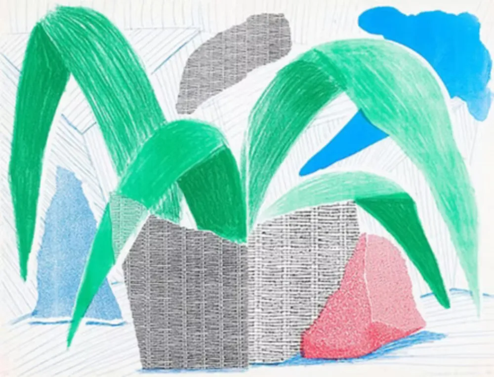 多数の Hockney - Green Grey & Blue Plant, July (Diptych)