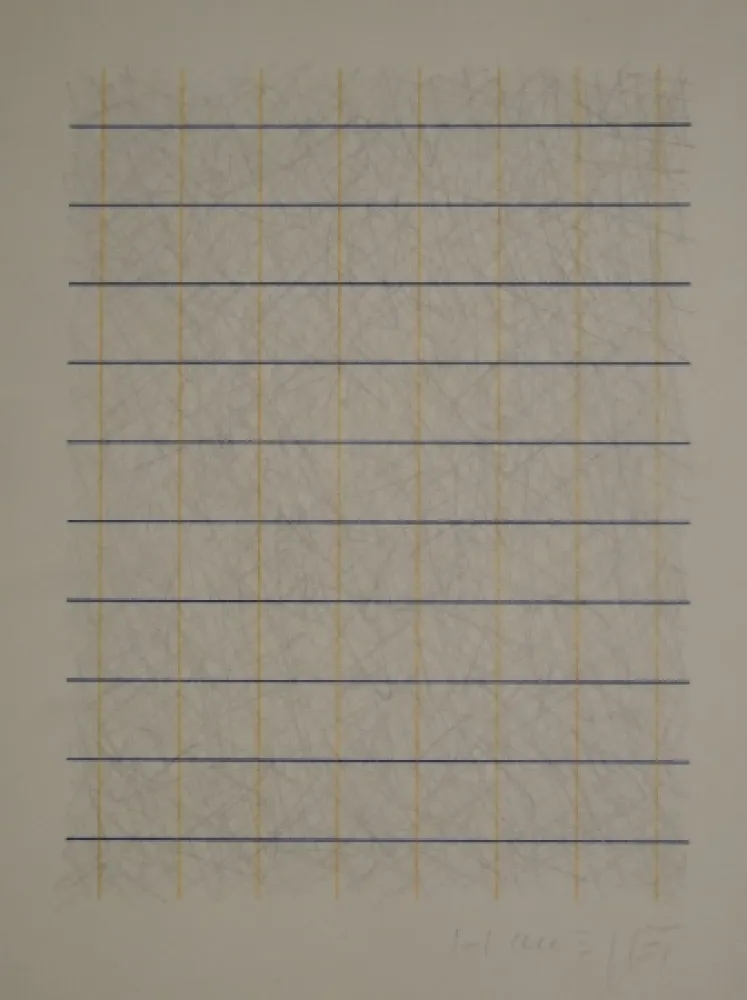 技術的なありません Honegger - Zeichnung in Bleistift und Rapidograph in Blau und Orange.