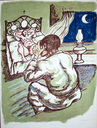 リトグラフ Migneco - La notte