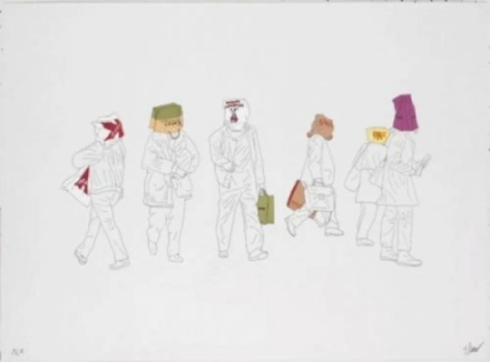 リトグラフ Partegas - Shopping Heads