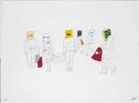 リトグラフ Partegas - Shopping Heads