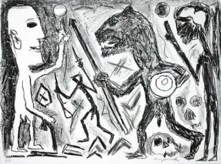 リトグラフ Penck - Homer u. Aristoteles, 1 Blatt