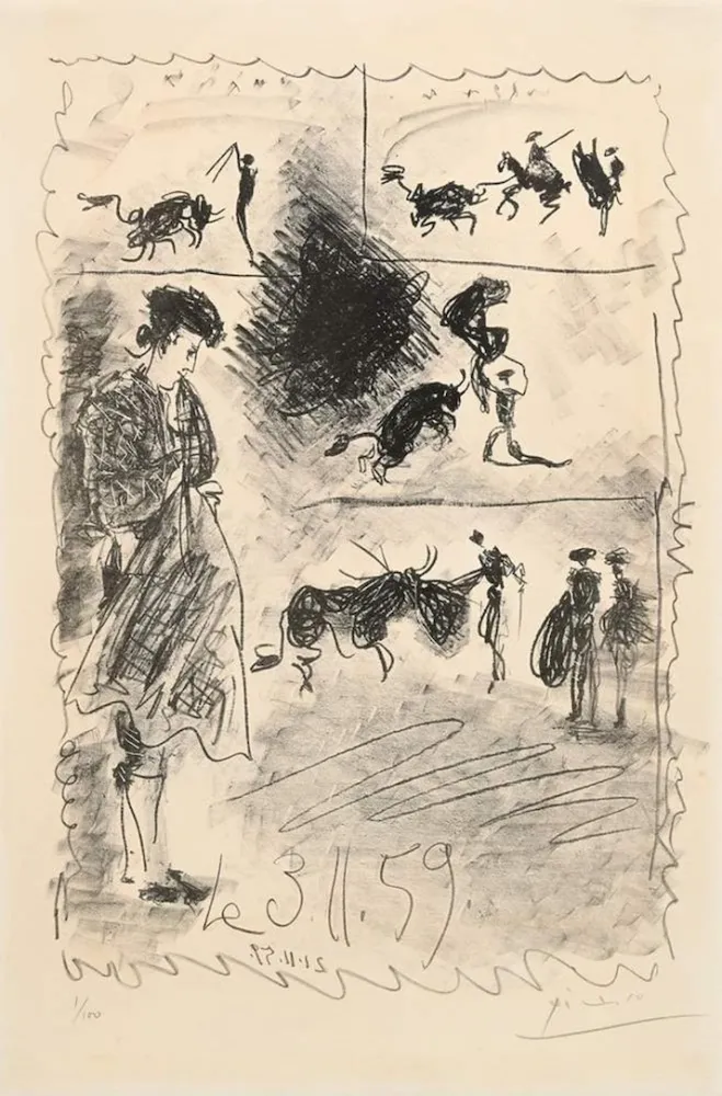 リトグラフ Picasso - Bullfighting scene