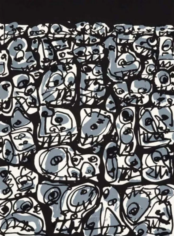 シルクスクリーン Saura - Multitud