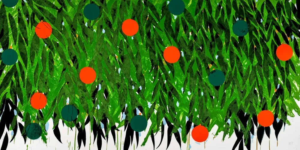 シルクスクリーン Sultan - Mimosa in Orange and Green