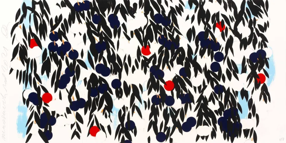 シルクスクリーン Sultan - Mimosa in Red and Blue